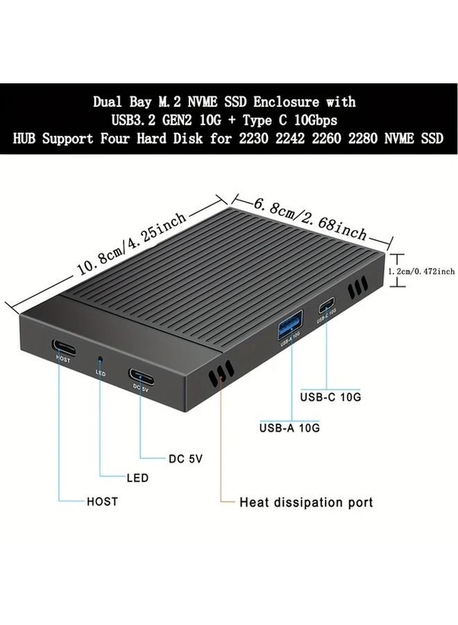 بطاقة توسعة PCIe ثنائية الفتحة M2 NVMe SSD باللون الرمادي الداكر للقرص الصلب - Image 2